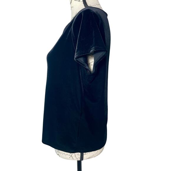 Vintage 90s Anne Klein Boxy Black Velvet Top Size Large - Picture 2 of 8
